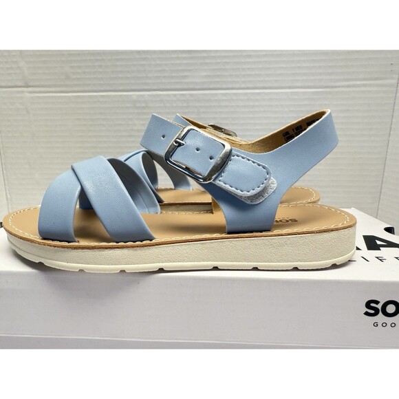 Sonoma Shoes Girls Size 1 Blue Fenleyy Easy On Sandals Buckle Strap Comfort New - Picture 3 of 13
